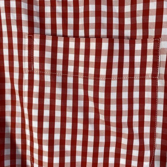 Peter Millar Dress Shirt Red Gingham Plaid Button Men Large Weekender Finish - Picture 3 of 13